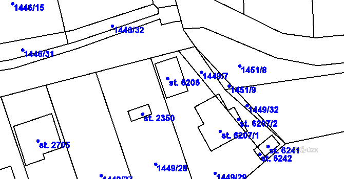 Parcela st. 2349 v KÚ Hranice, Katastrální mapa