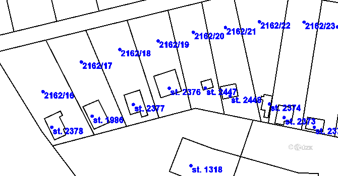 Parcela st. 2376 v KÚ Hranice, Katastrální mapa