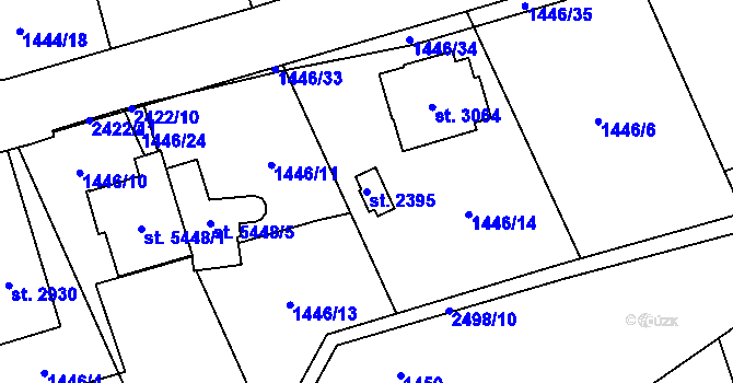 Parcela st. 2395 v KÚ Hranice, Katastrální mapa