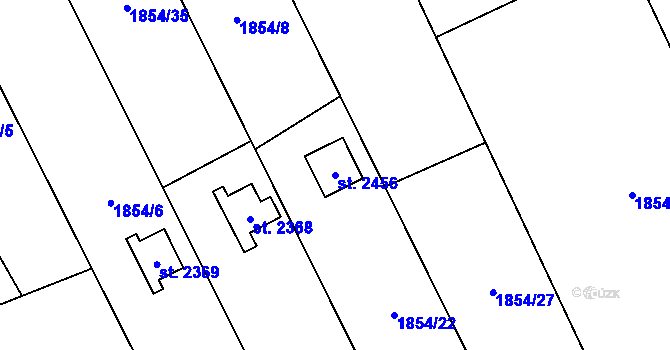 Parcela st. 2456 v KÚ Hranice, Katastrální mapa