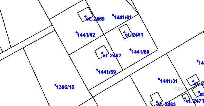 Parcela st. 2462 v KÚ Hranice, Katastrální mapa