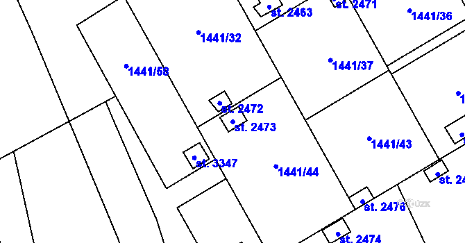 Parcela st. 2473 v KÚ Hranice, Katastrální mapa
