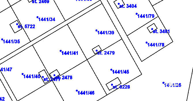 Parcela st. 2479 v KÚ Hranice, Katastrální mapa