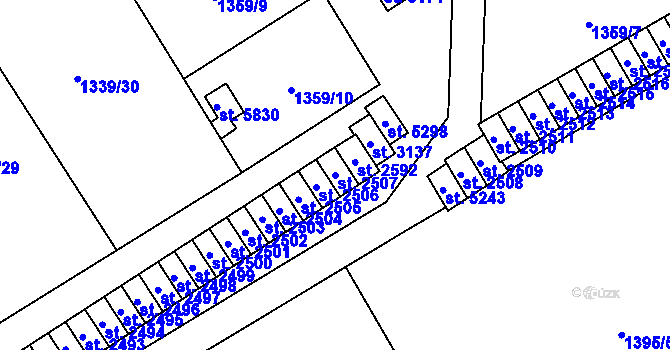 Parcela st. 2507 v KÚ Hranice, Katastrální mapa