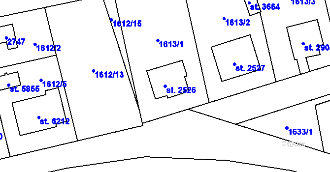 Parcela st. 2526 v KÚ Hranice, Katastrální mapa