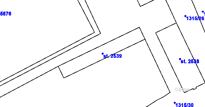 Parcela st. 2539 v KÚ Hranice, Katastrální mapa