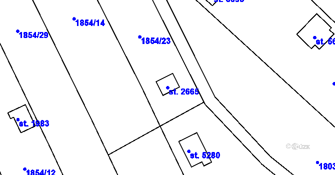 Parcela st. 2665 v KÚ Hranice, Katastrální mapa