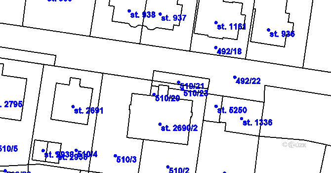 Parcela st. 2690/1 v KÚ Hranice, Katastrální mapa