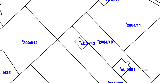 Parcela st. 2743 v KÚ Hranice, Katastrální mapa