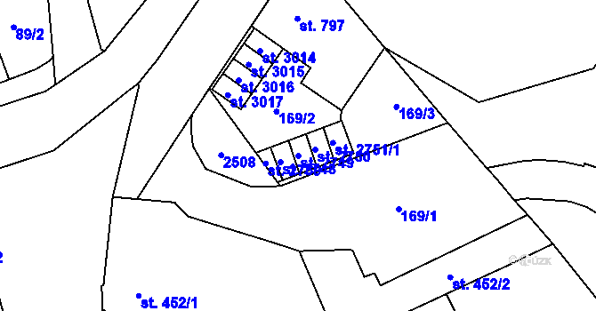 Parcela st. 2749 v KÚ Hranice, Katastrální mapa