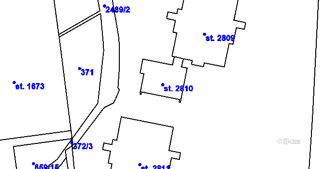 Parcela st. 2810 v KÚ Hranice, Katastrální mapa