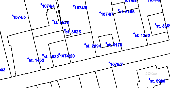 Parcela st. 2894 v KÚ Hranice, Katastrální mapa