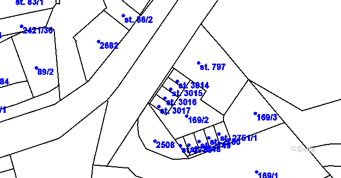 Parcela st. 3015 v KÚ Hranice, Katastrální mapa