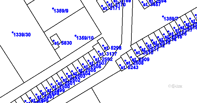 Parcela st. 3137 v KÚ Hranice, Katastrální mapa