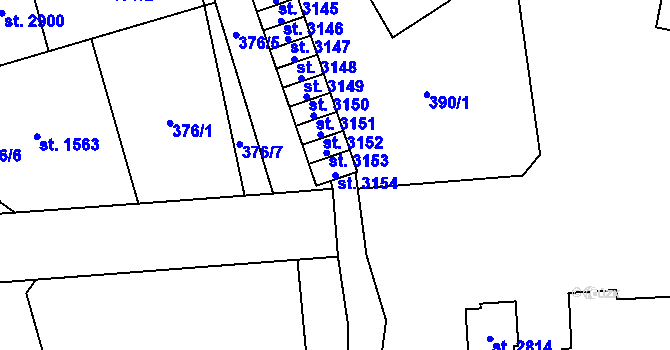 Parcela st. 3154 v KÚ Hranice, Katastrální mapa
