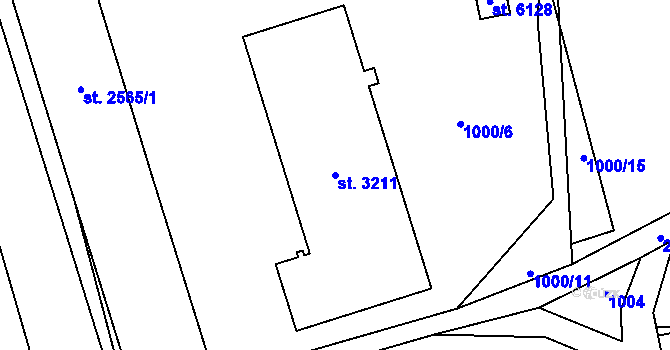 Parcela st. 3211 v KÚ Hranice, Katastrální mapa