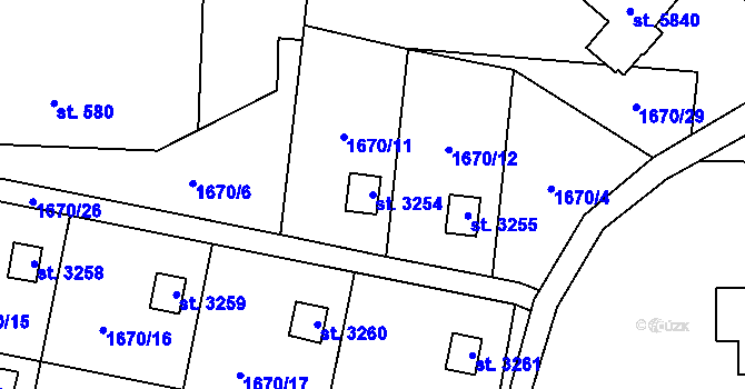 Parcela st. 3254 v KÚ Hranice, Katastrální mapa