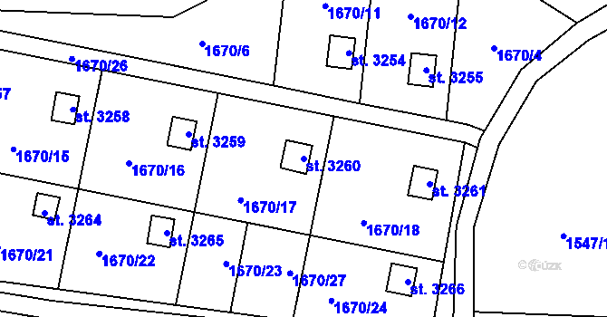 Parcela st. 3260 v KÚ Hranice, Katastrální mapa