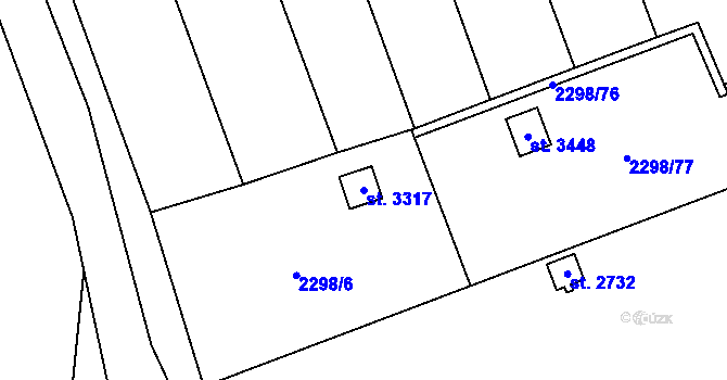 Parcela st. 3317 v KÚ Hranice, Katastrální mapa