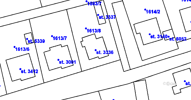 Parcela st. 3336 v KÚ Hranice, Katastrální mapa