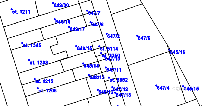 Parcela st. 3350 v KÚ Hranice, Katastrální mapa