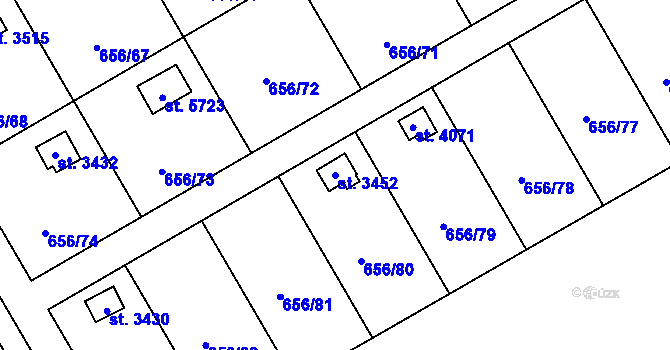 Parcela st. 3452 v KÚ Hranice, Katastrální mapa