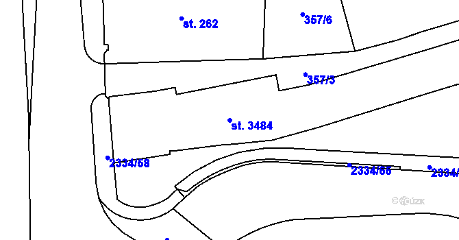 Parcela st. 3484 v KÚ Hranice, Katastrální mapa