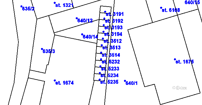 Parcela st. 3514 v KÚ Hranice, Katastrální mapa