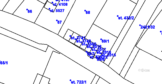 Parcela st. 3560 v KÚ Hranice, Katastrální mapa