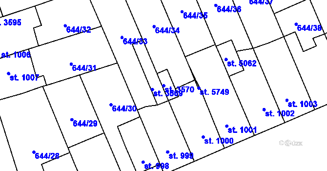 Parcela st. 3570 v KÚ Hranice, Katastrální mapa
