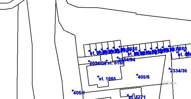 Parcela st. 3681 v KÚ Hranice, Katastrální mapa