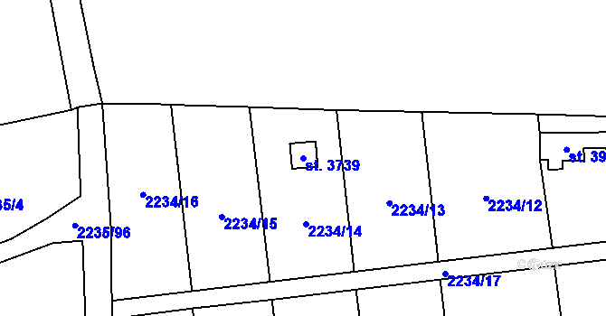 Parcela st. 3739 v KÚ Hranice, Katastrální mapa