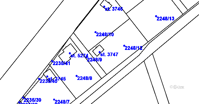Parcela st. 3747 v KÚ Hranice, Katastrální mapa