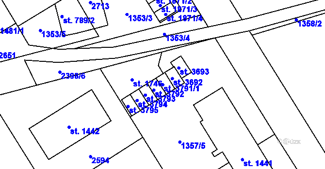 Parcela st. 3791/1 v KÚ Hranice, Katastrální mapa
