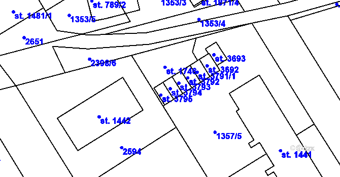 Parcela st. 3794 v KÚ Hranice, Katastrální mapa