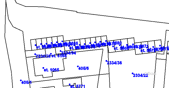 Parcela st. 3876 v KÚ Hranice, Katastrální mapa