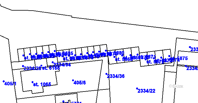 Parcela st. 3879 v KÚ Hranice, Katastrální mapa