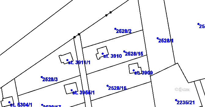 Parcela st. 3910 v KÚ Hranice, Katastrální mapa