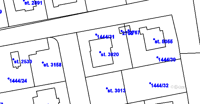 Parcela st. 3920 v KÚ Hranice, Katastrální mapa