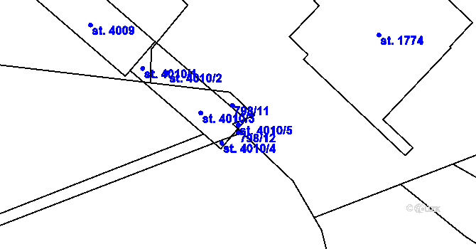Parcela st. 4010/5 v KÚ Hranice, Katastrální mapa