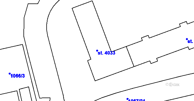 Parcela st. 4033 v KÚ Hranice, Katastrální mapa