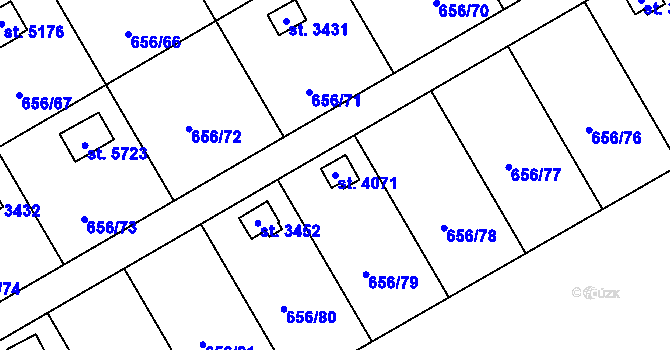 Parcela st. 4071 v KÚ Hranice, Katastrální mapa