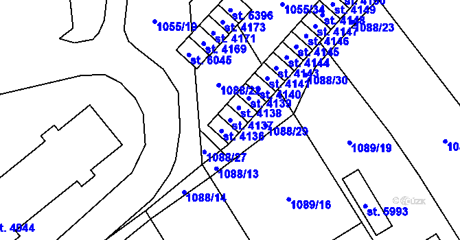 Parcela st. 4137 v KÚ Hranice, Katastrální mapa