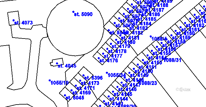 Parcela st. 4177 v KÚ Hranice, Katastrální mapa