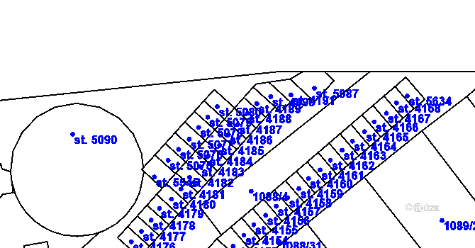 Parcela st. 4187 v KÚ Hranice, Katastrální mapa