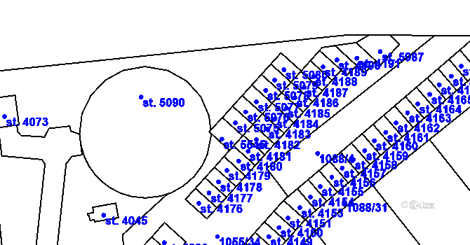 Parcela st. 5075 v KÚ Hranice, Katastrální mapa