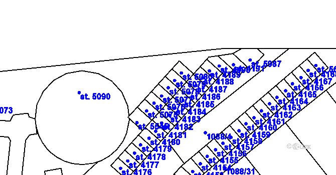 Parcela st. 5078 v KÚ Hranice, Katastrální mapa
