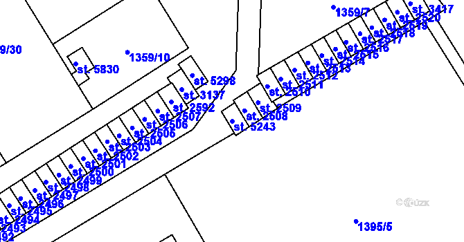 Parcela st. 5243 v KÚ Hranice, Katastrální mapa