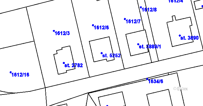 Parcela st. 5252 v KÚ Hranice, Katastrální mapa