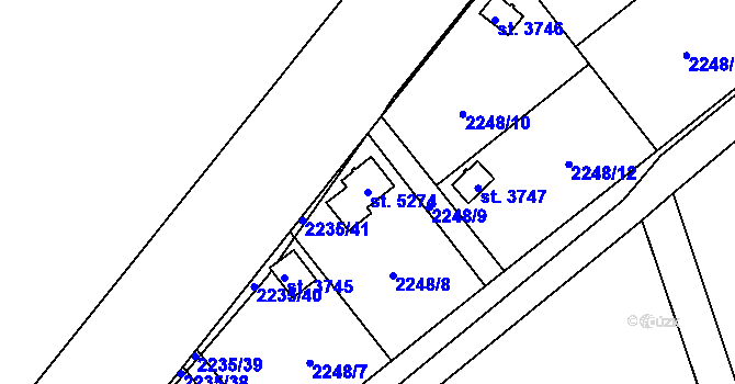 Parcela st. 5274 v KÚ Hranice, Katastrální mapa
